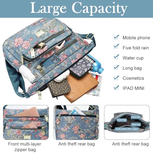 PALAY® Crossbody Bag for Women Nylon Shoulder Floral Multi-Pocket Purse 3 PCS PALAY® Crossbody Bag for Women Nylon Shoulder Floral Multi-Pocket Purse 3 PCS